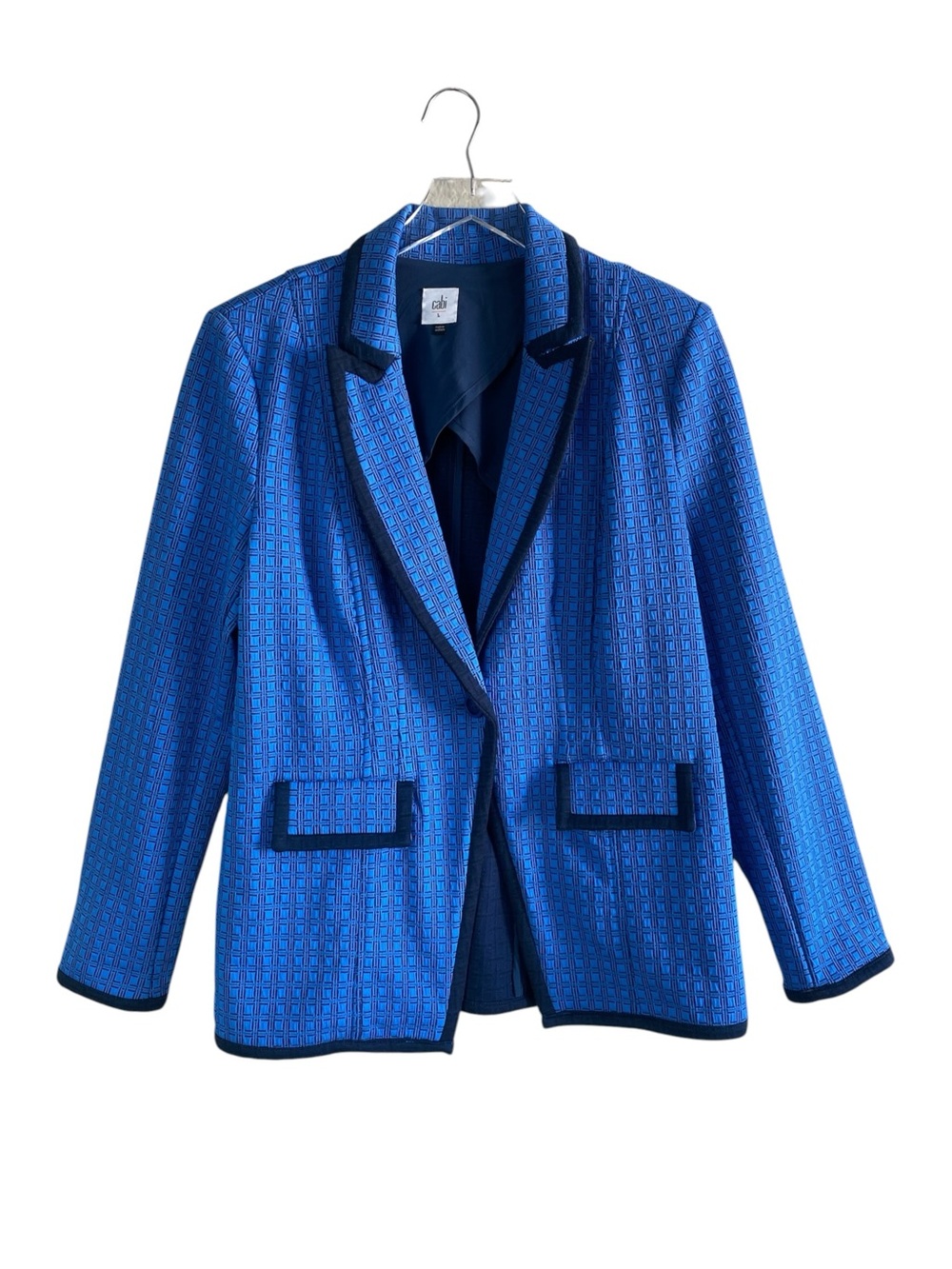 CAbi Blue Geometric Print Scholarship Blazer Size L
